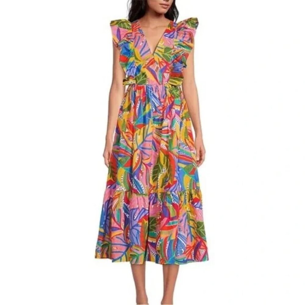 Sugarlips Pink and Orange Sleeveless V-Neck Sundress XS